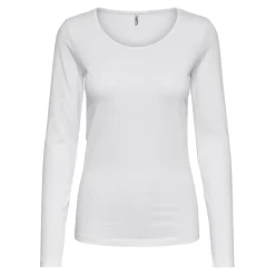 Top col rond manches longues blanc en coton Opal