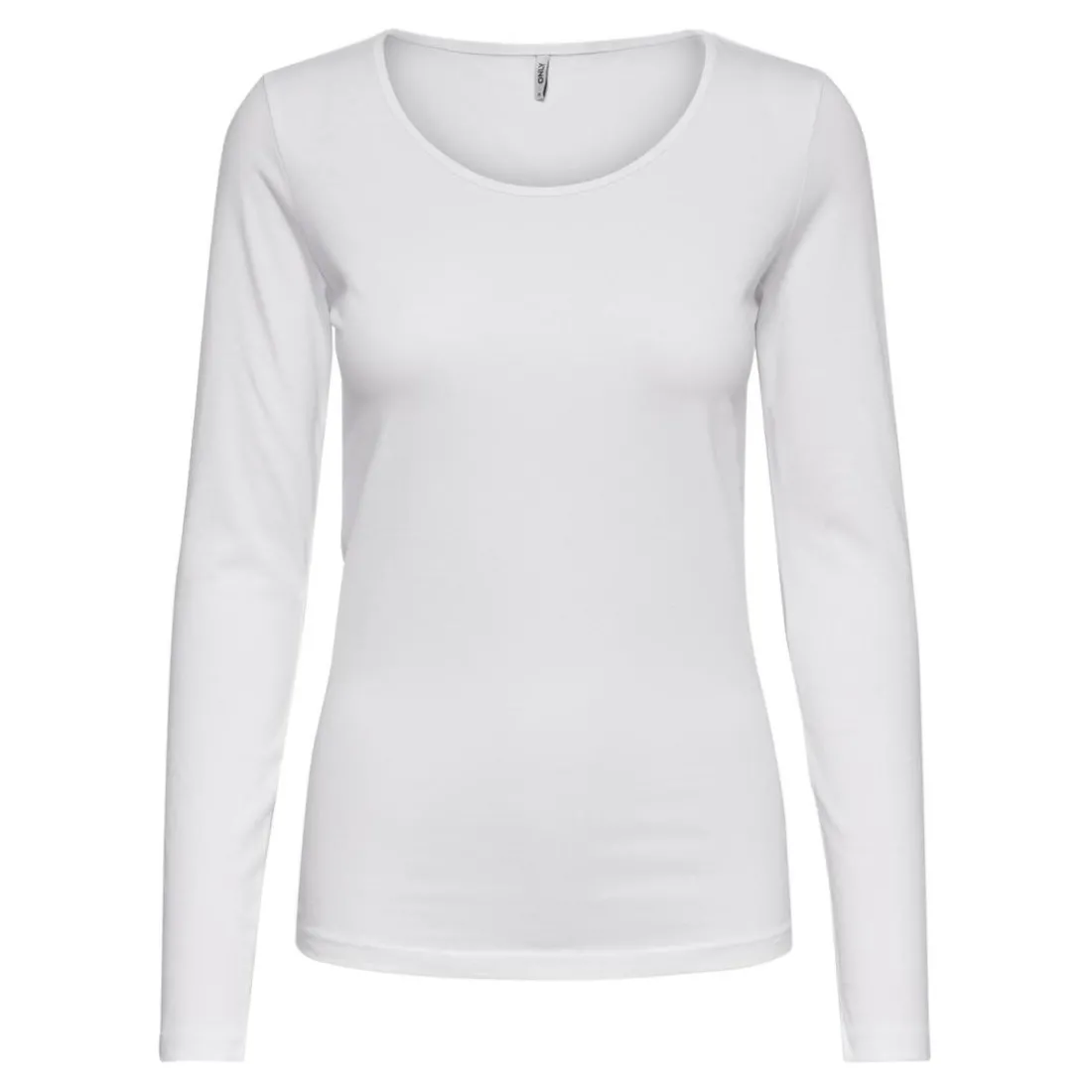 Top col rond manches longues blanc en coton Opal