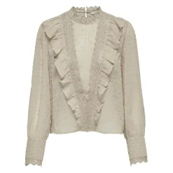 Top col rond manches longues beige Lila