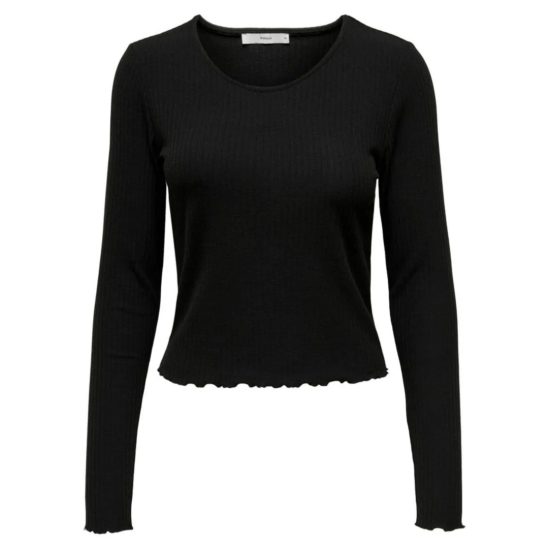 Top Col rond Manches longues Volants noir Tess