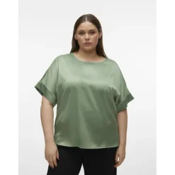 Top col rond manches volumineuses manches 2/4 vert Nola