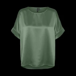 Top col rond manches volumineuses manches 2/4 vert Nola