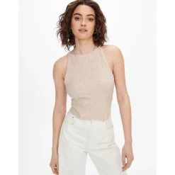 Top Col rond Sans manches gris