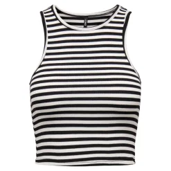 Top col rond sans manches noir en viscose Isla