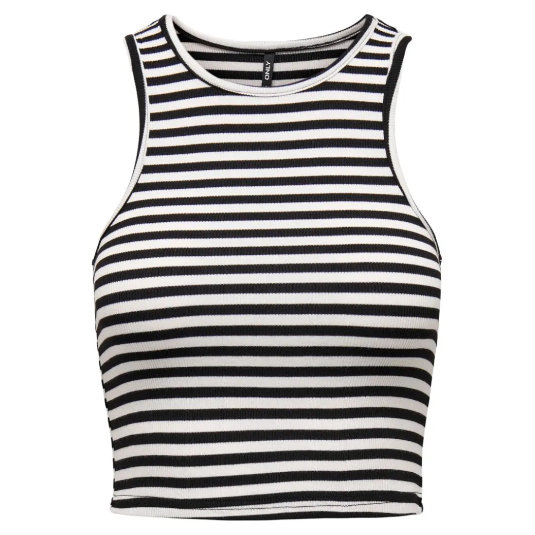 Top col rond sans manches noir en viscose Isla