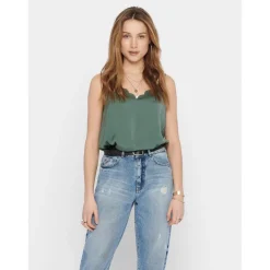 Top Col rond Sans manches vert Dina