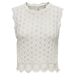 Top col rond sans manches blanc en coton Amy