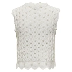 Top col rond sans manches blanc en coton Amy