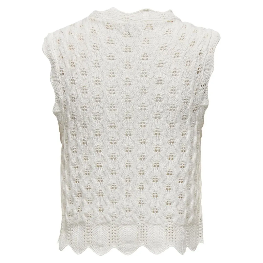 Top col rond sans manches blanc en coton Amy