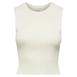 Top col rond sans manches blanc en viscose Ruby