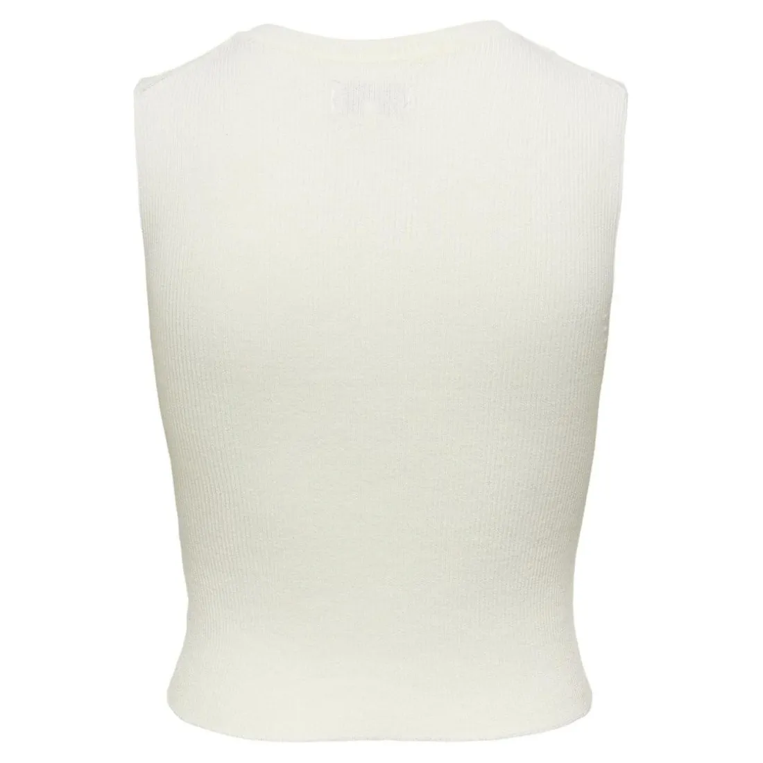 Top col rond sans manches blanc en viscose Ruby