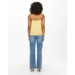 Top Col rond Sans manches beige jaune