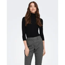 Top Col roulé Manches longues noir Leah