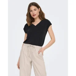 Top col V noir en coton modal
