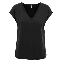 Top col V noir en coton modal