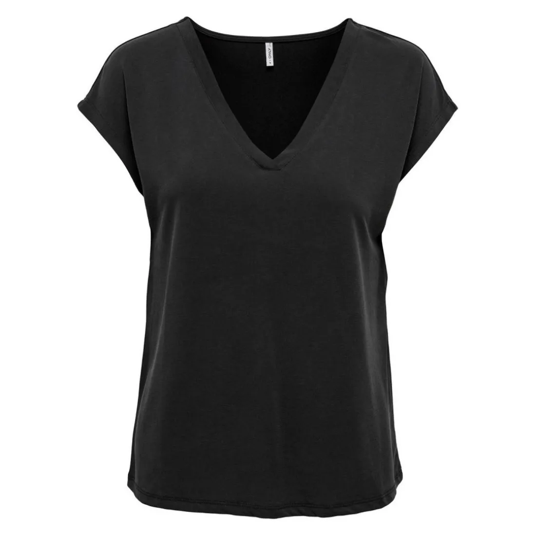 Top col V noir en coton modal