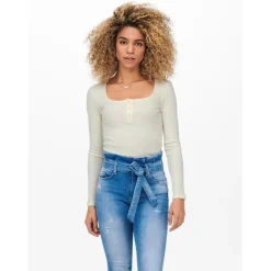 Top Ecru blanc en coton