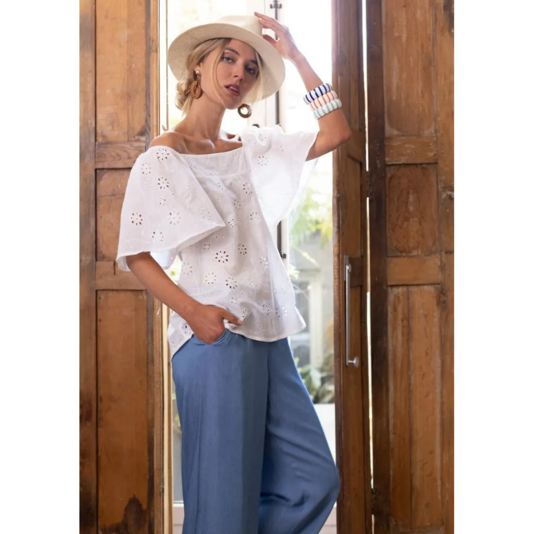 Top Emma blanc en coton