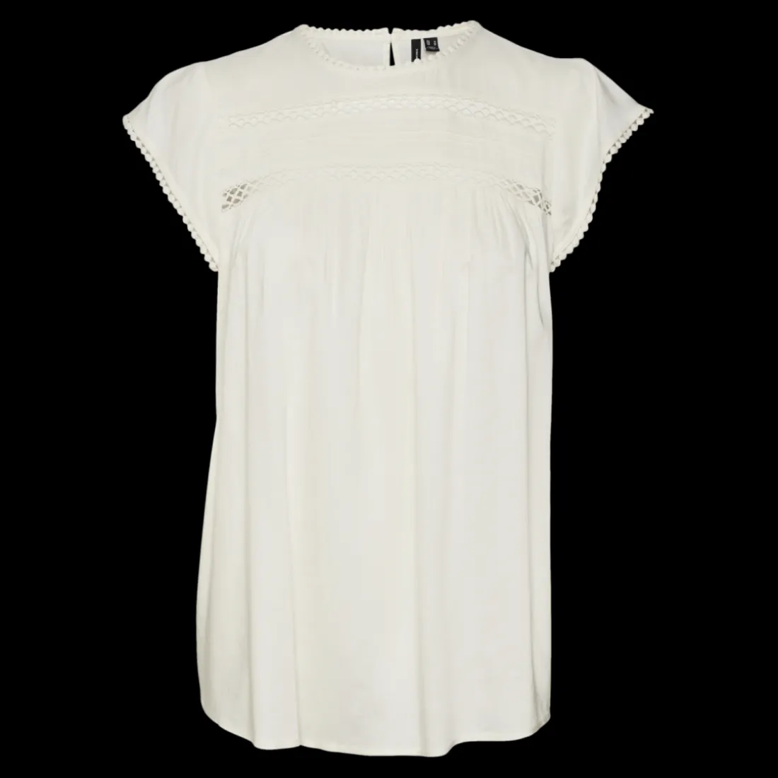 Top fermeture par bouton col carré sans manches blanc en viscose Clara