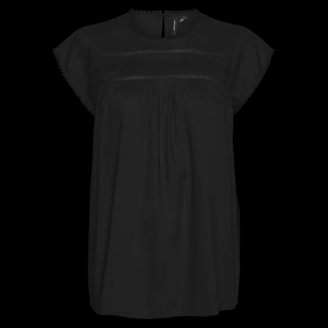 Top fermeture par bouton col carré sans manches noir en viscose Iris
