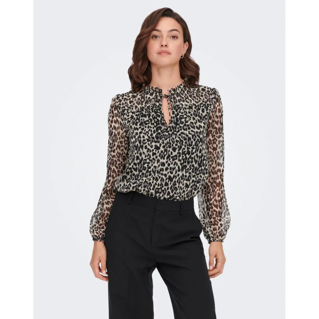 Top Imprimé all over Col en V Manches longues noir Jade