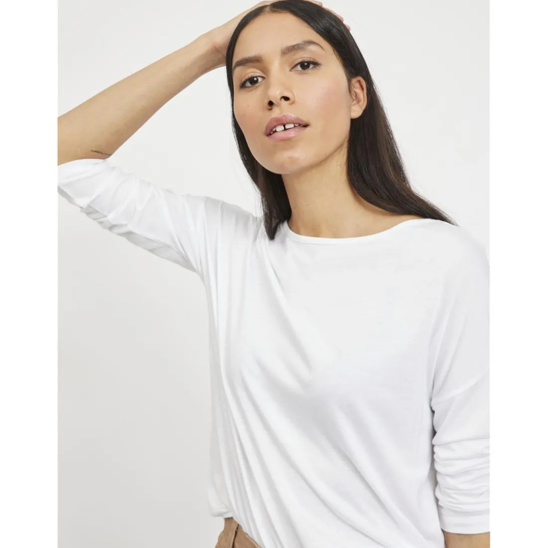 Top manches 3/4 blanc en viscose