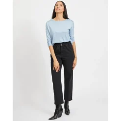 Top manches 3/4 bleu moyen en viscose