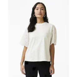 Top manches courtes blanc en coton Opal