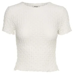 Top manches courtes et col rond en polyester recyclé Shelby blanc Xena