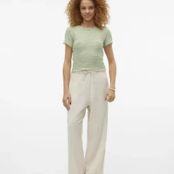 Top manches courtes et col rond en polyester recyclé Shelby vert Ula