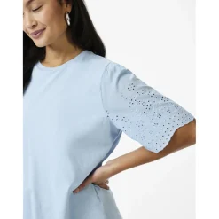 Top manches courtes Turquoise en coton