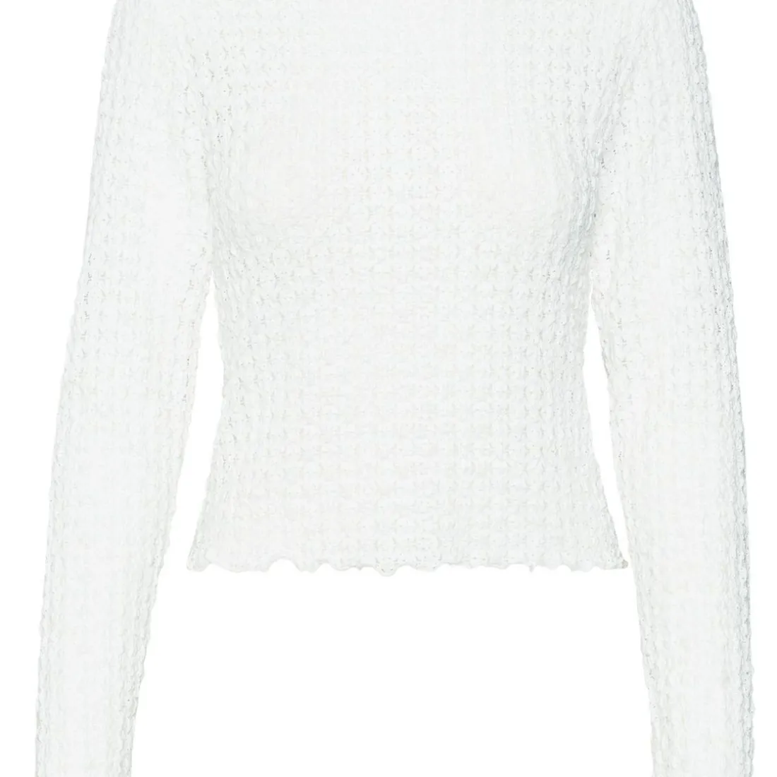 Top manches longues et col rond en polyester recyclé Shelby blanc Zola
