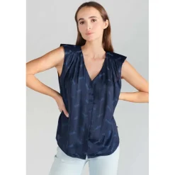 Top Missou en jacquard bleu marine