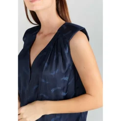 Top Missou en jacquard bleu marine