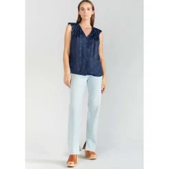 Top Missou en jacquard bleu marine