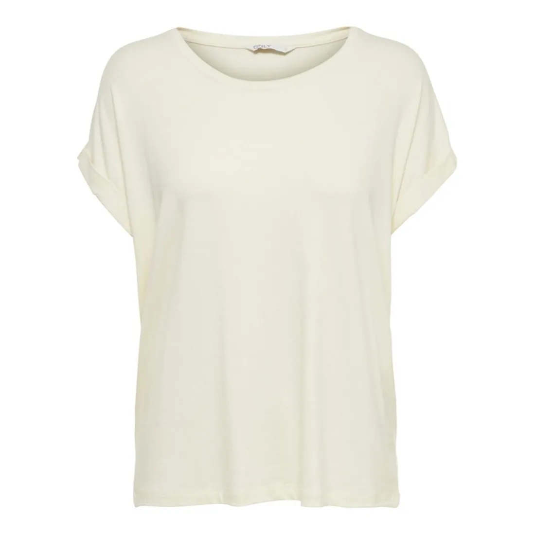 Top poignets repliés col rond manches courtes blanc en viscose Tia