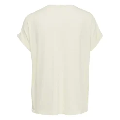Top poignets repliés col rond manches courtes blanc en viscose Tia