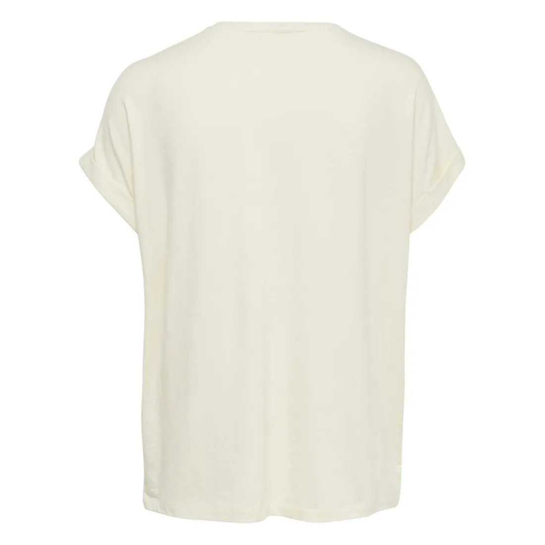 Top poignets repliés col rond manches courtes blanc en viscose Tia