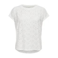 Top poignets repliés col rond manches courtes blanc Lena
