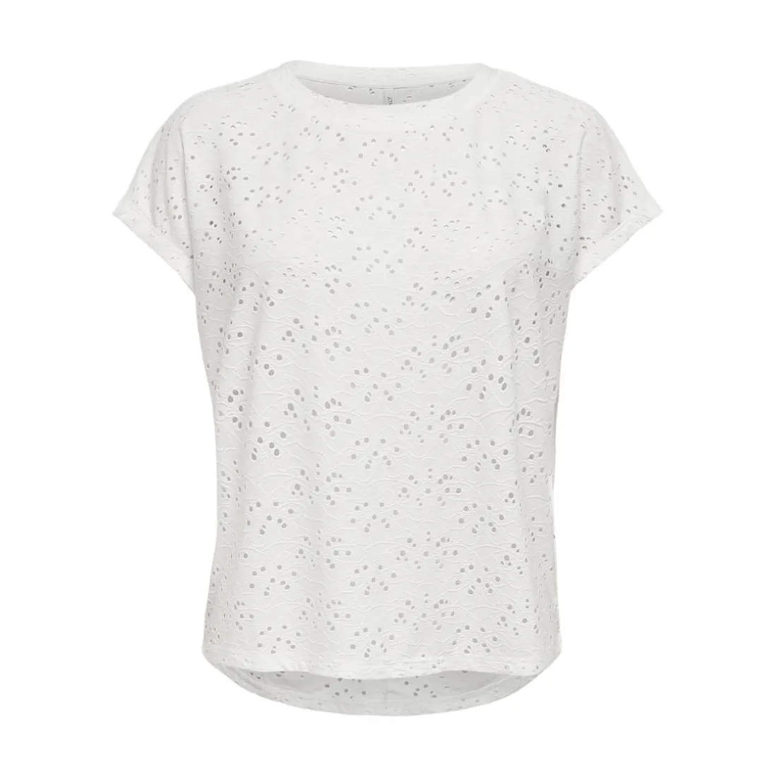 Top poignets repliés col rond manches courtes blanc Lena