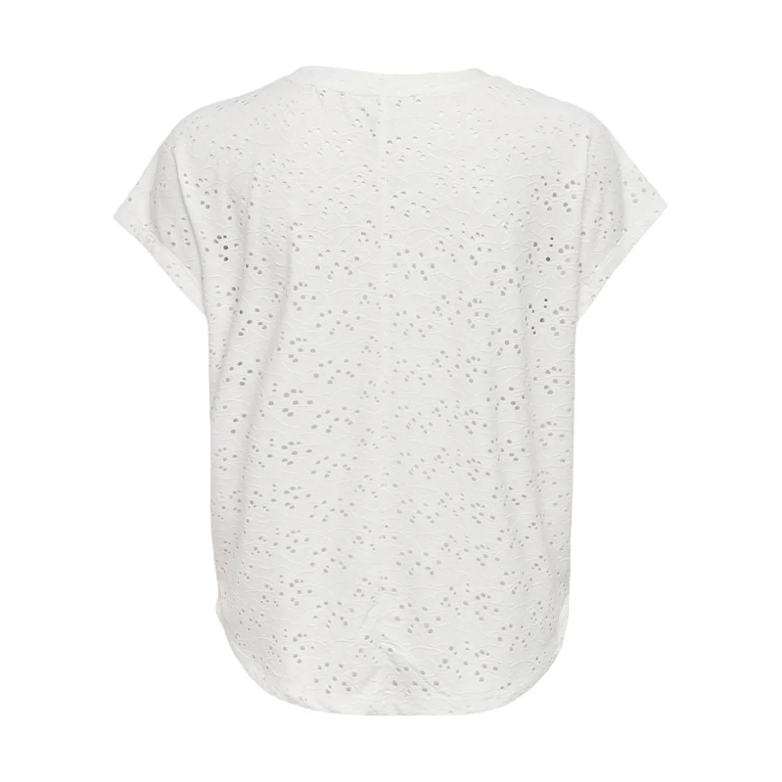 Top poignets repliés col rond manches courtes blanc Lena