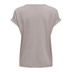 Top poignets repliés col rond manches courtes gris clair en viscose Uma