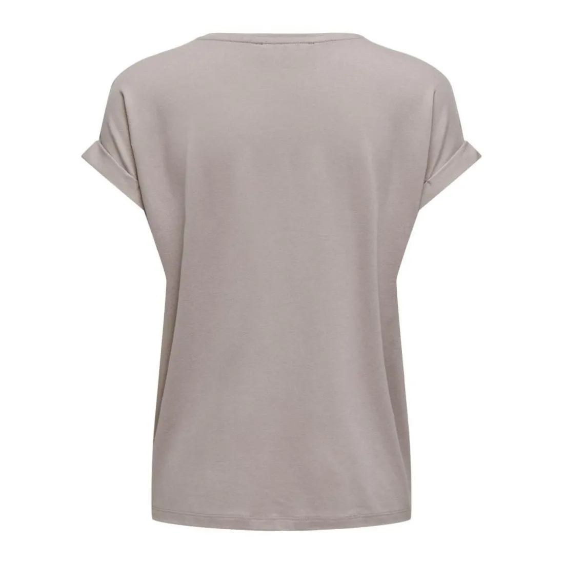 Top poignets repliés col rond manches courtes gris clair en viscose Uma