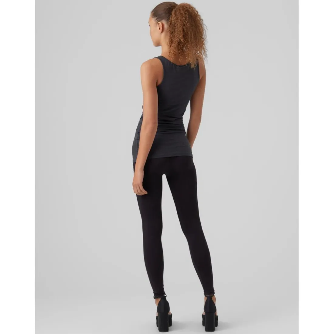 Top Regular Fit Col en U Sans manches Extra long gris Opal