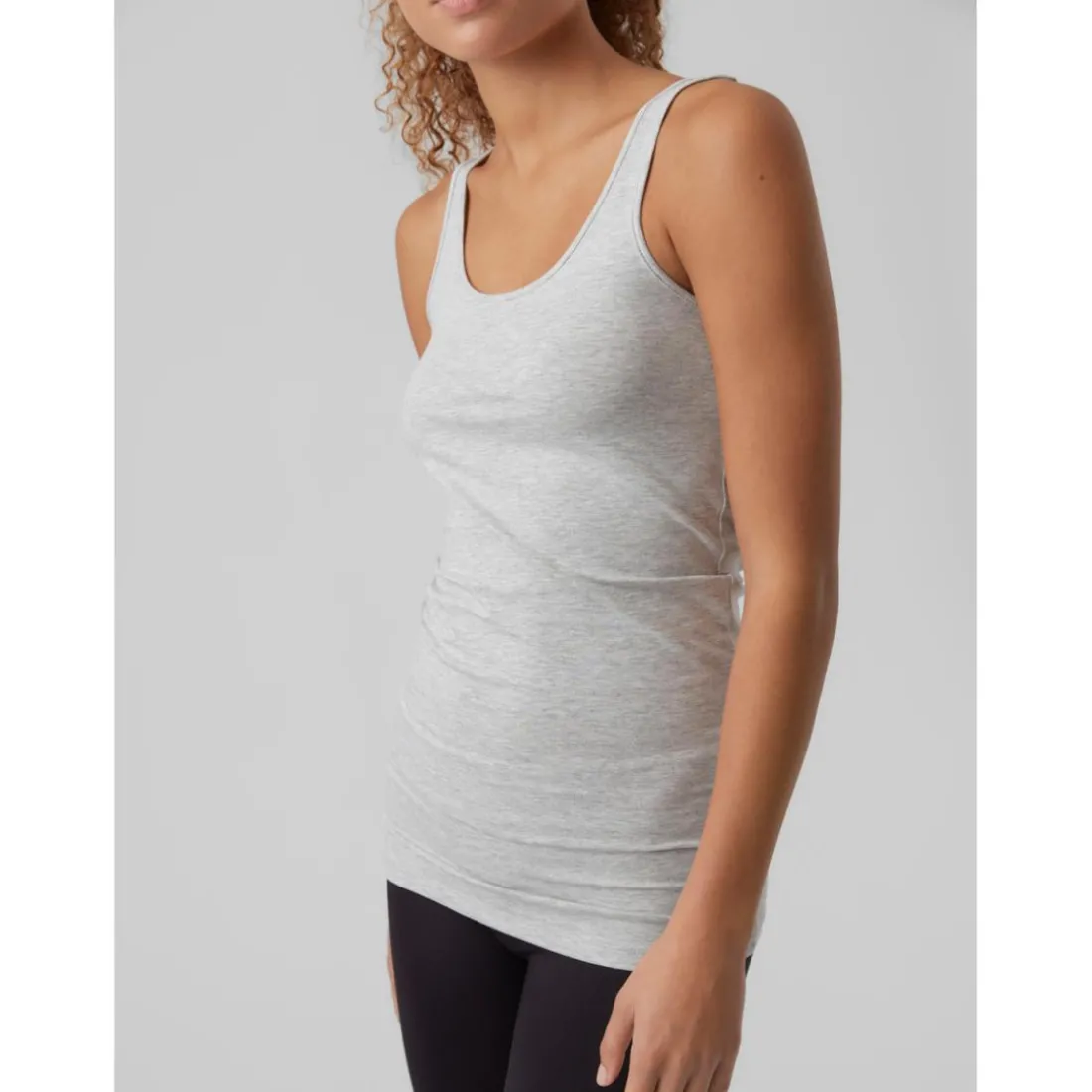 Top Regular Fit Col en U Sans manches Extra long gris Xena