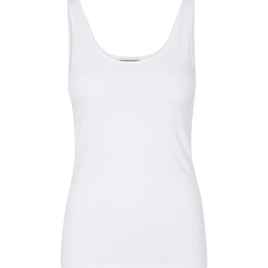 Top Regular Fit Col en U Sans manches Longueur regular blanc
