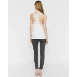 Top Regular Fit Col en V Sans manches Longueur regular blanc