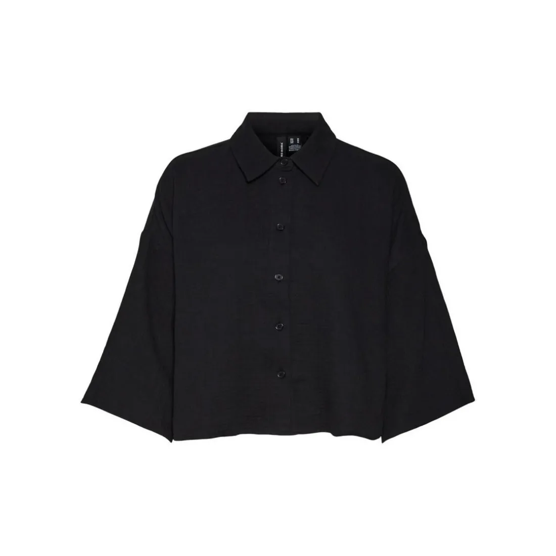 Tops Blouse Standard Fit Col chemise Manches 3/4 Court noir
