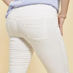 Tregging blanc en twill élastique femme