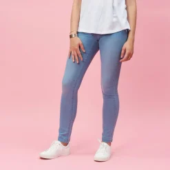 Tregging en jean élastique femme bleu